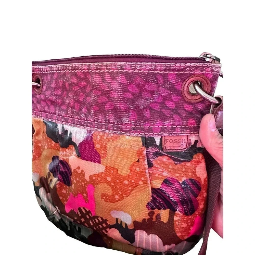 Fossil Key per Coated Canvas Mod Print Crossbody Satchel Bag - Picture 7 of 7